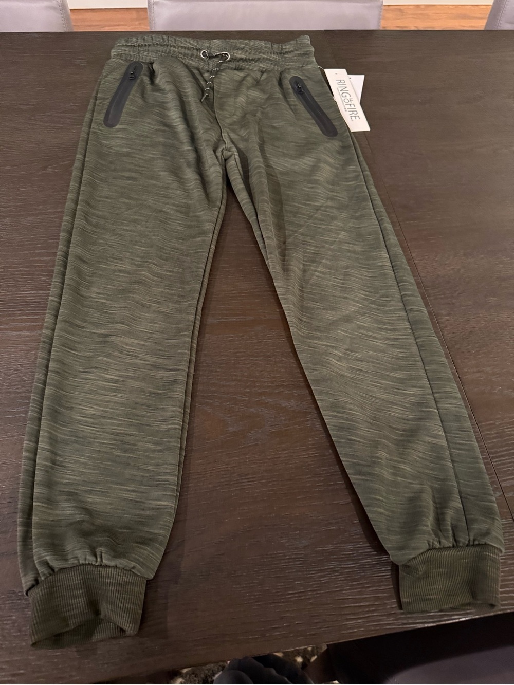 Ring of Fire Olive Green Kids Joggers with Zip Pockets